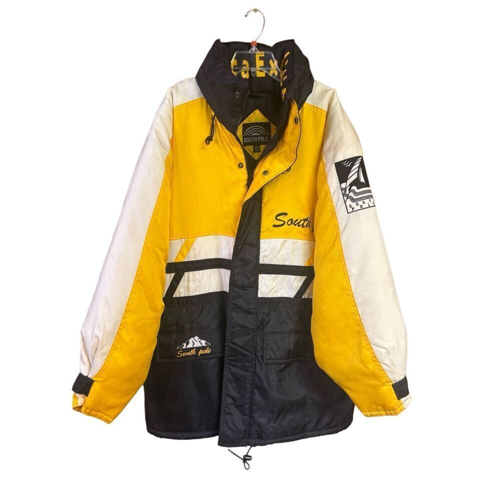 South Pole Vintage yellow/black puffer parka jacket Sz XL